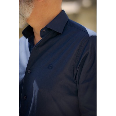 Chemise Homme Bleu Marine Premium | Coton Stretch Haut de Gamme | BARON BOCK