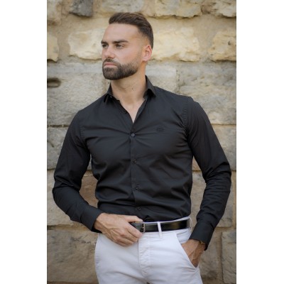Chemise Homme Noire Haut de Gamme | Coupe Ajustée | BARON BOCK
