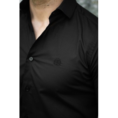 Chemise Homme Noire Haut de Gamme | Coupe Ajustée | BARON BOCK